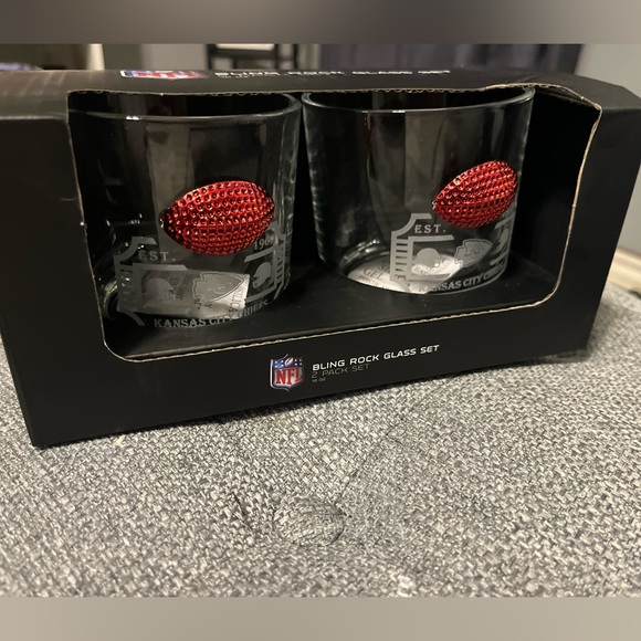 NFL Chiefs Bling Rock Glass set of two - Picture 2 of 4